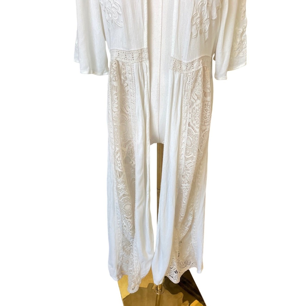 Illa Illa Boho Embroidered Lace Crochet Kimono Cardigan Size S Layering Festival - Picture 3 of 10